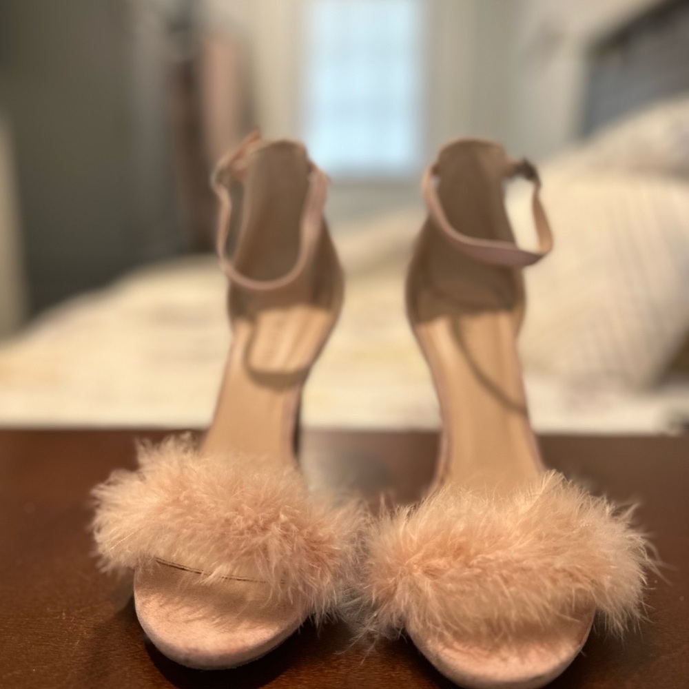 Wild Diva Pink Fluffy Heeled Sandals